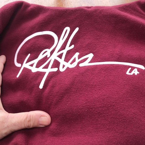 Y&R Reckless burgundy hoodie  with Floral embellishments on hood and sleeves - Picture 6 of 8